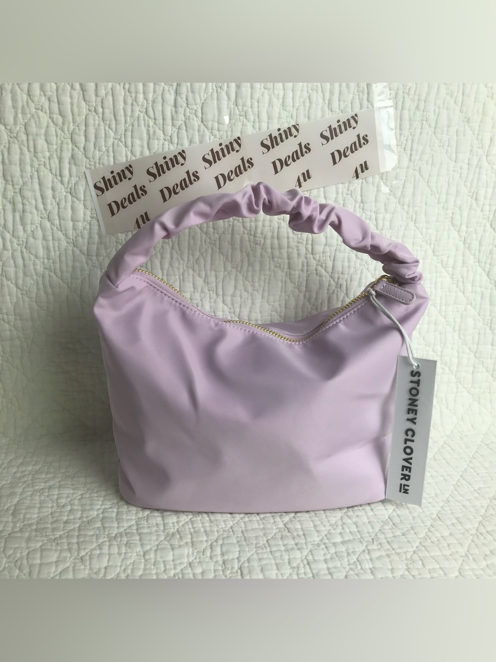 Stony Clover Lane SCL Women’s Nylon Scrunch Handle Bag Lilac NWT